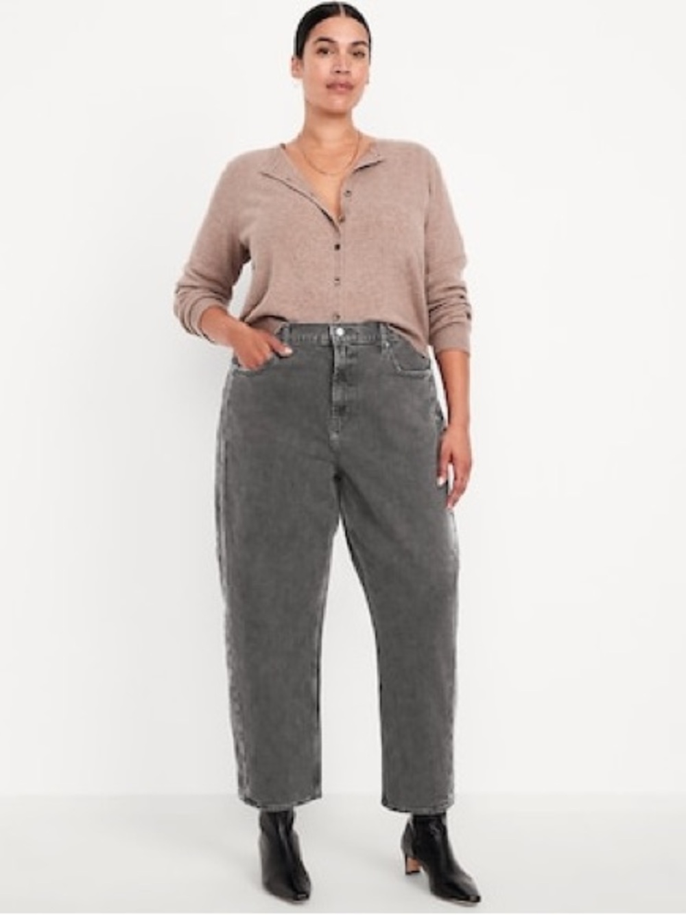 Old Navy High-Waisted Barrel Ankle Jeans Gray Wash Plus Size Jeans Size 20
